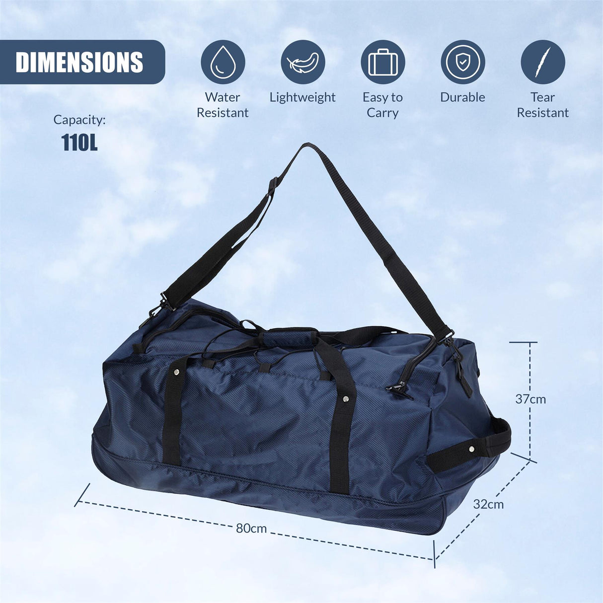 Large Foldable Duffle Bag with Wheels by GEEZY - UKBuyZone