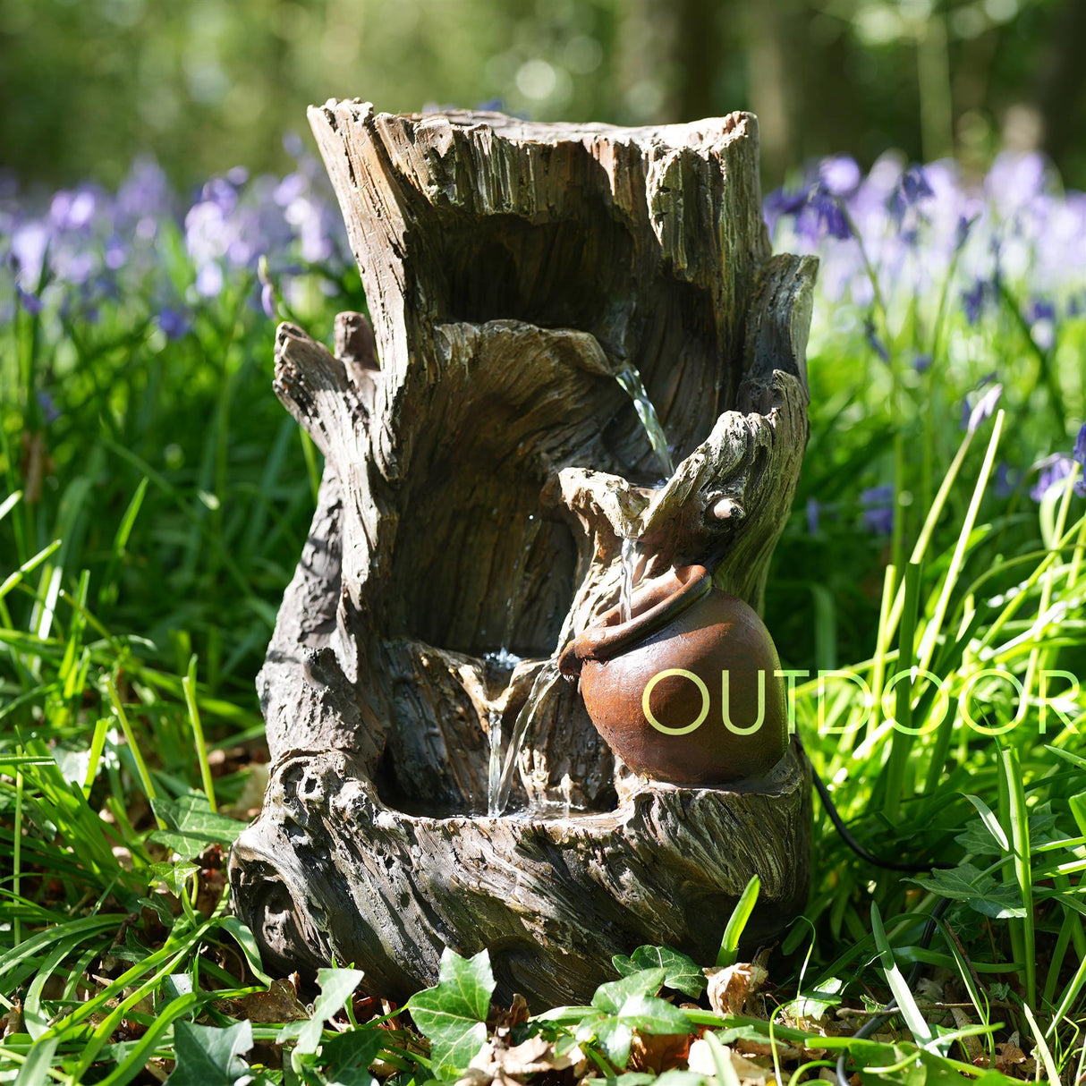 Tree Log Water Feature Outdoor With LED by GEEZY - UKBuyZone