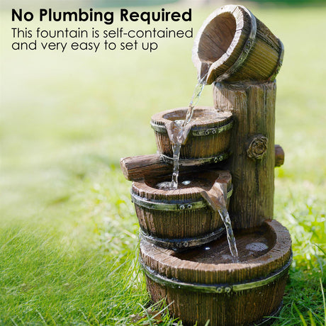 Barrel Water Feature Outdoor With LED by GEEZY - UKBuyZone