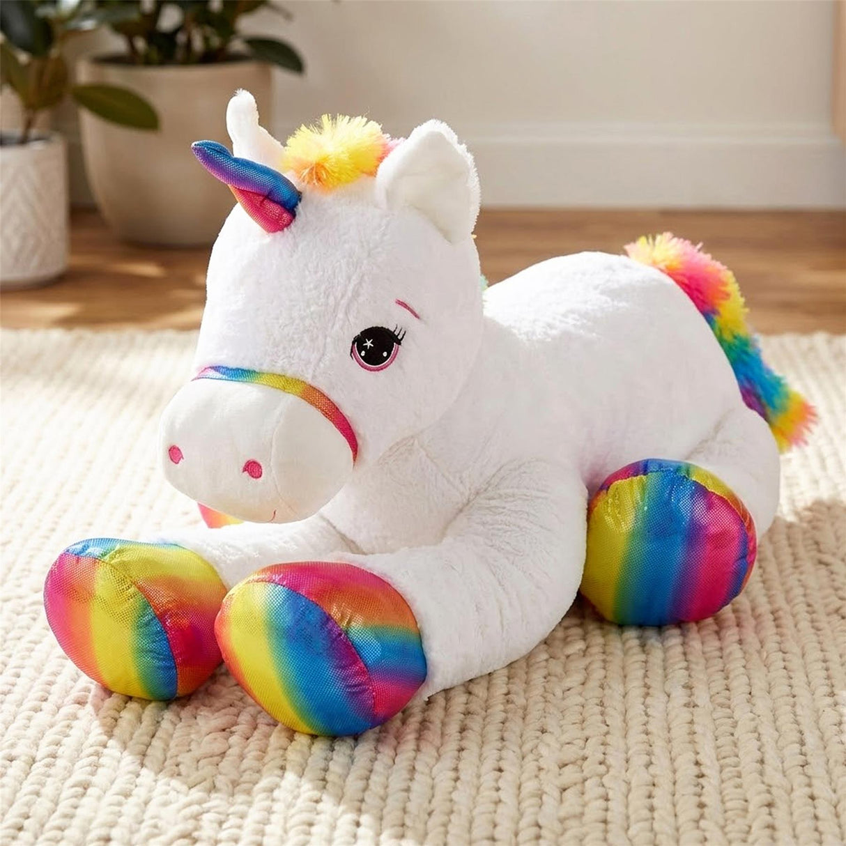 Giant Lying Unicorn Soft Toy - 110 cm