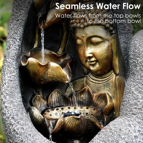Hand Buddha Water Feature Outdoor With LED by GEEZY - UKBuyZone