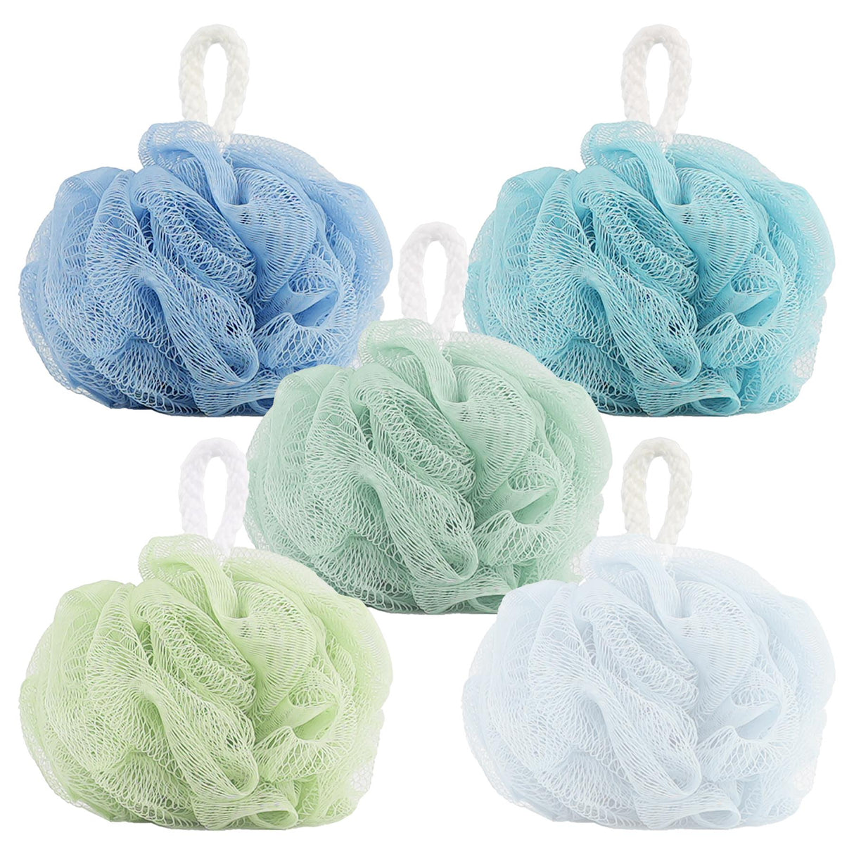 Body Loofah Set of 5 with Mesh Storage Bag by GEEZY - UKBuyZone