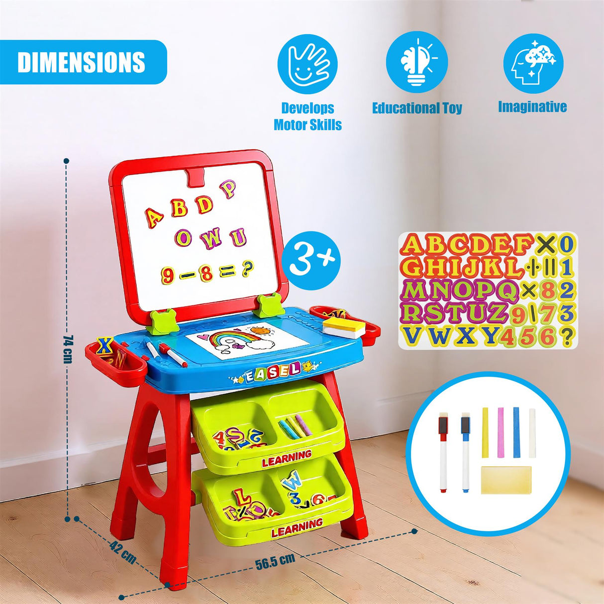 Learning Desk & Magnetic Easel Chalkboard