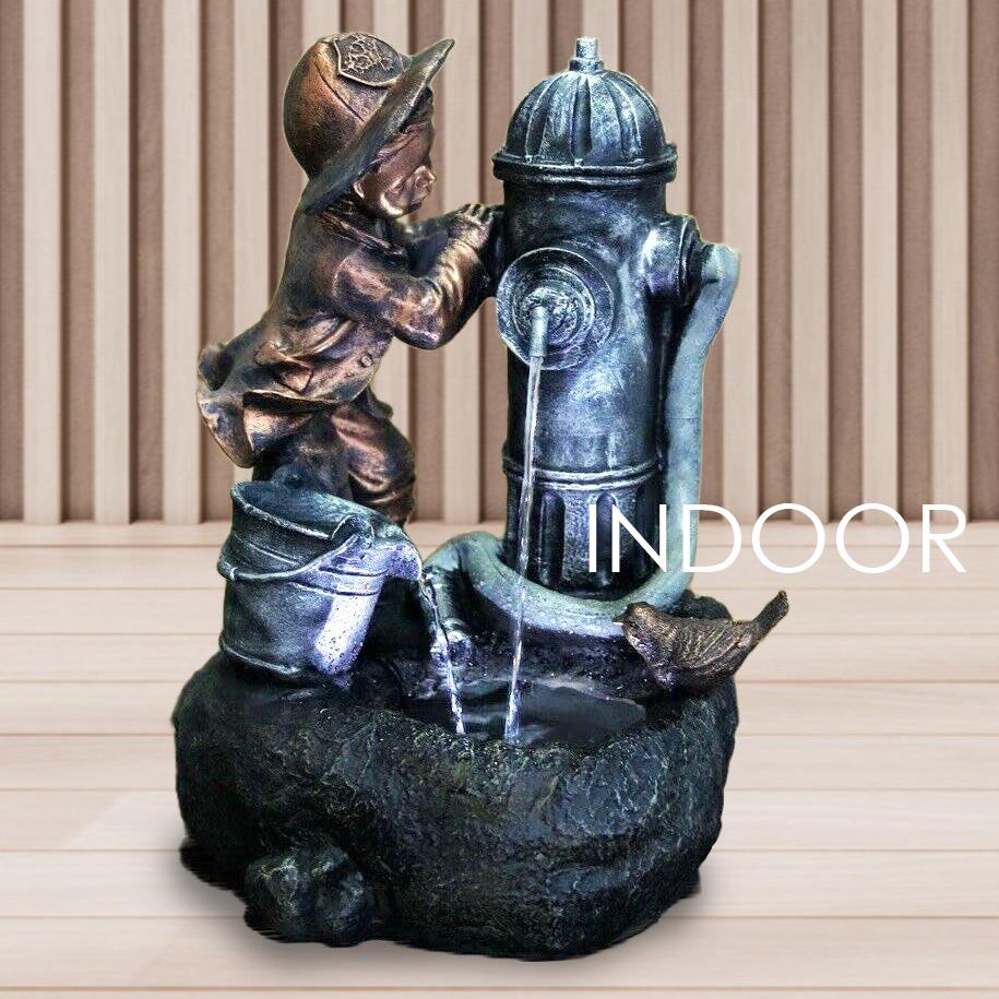 Fire Hydrant Water Feature Outdoor With LED by GEEZY - UKBuyZone