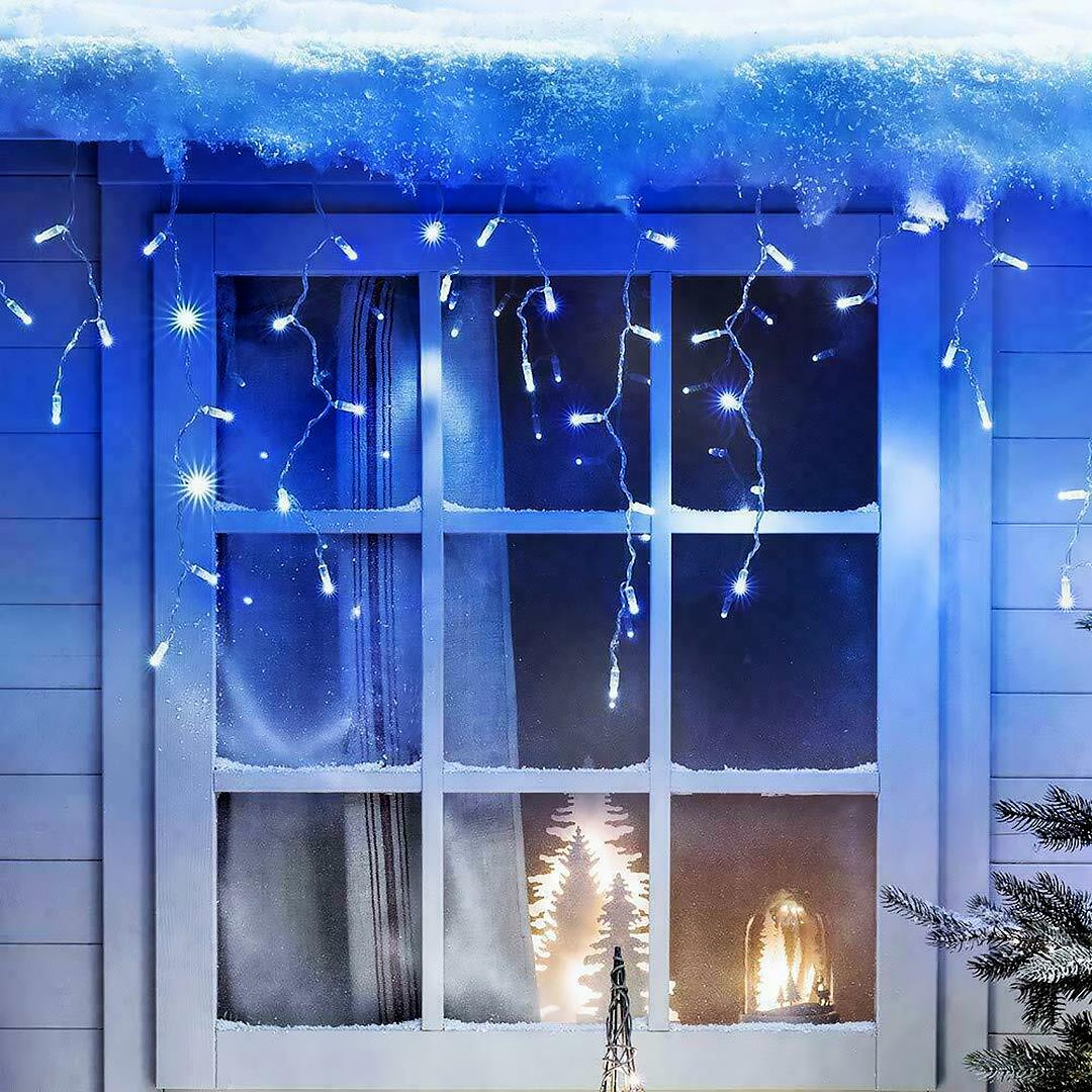 200 Christmas Blue & White Led Icicle Lights by Geezy - UKBuyZone