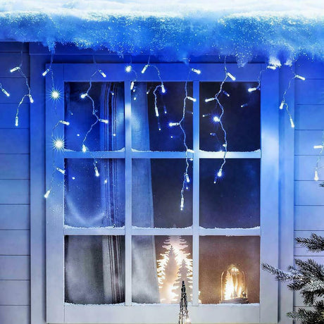 200 Christmas Blue & White Led Icicle Lights by Geezy - UKBuyZone