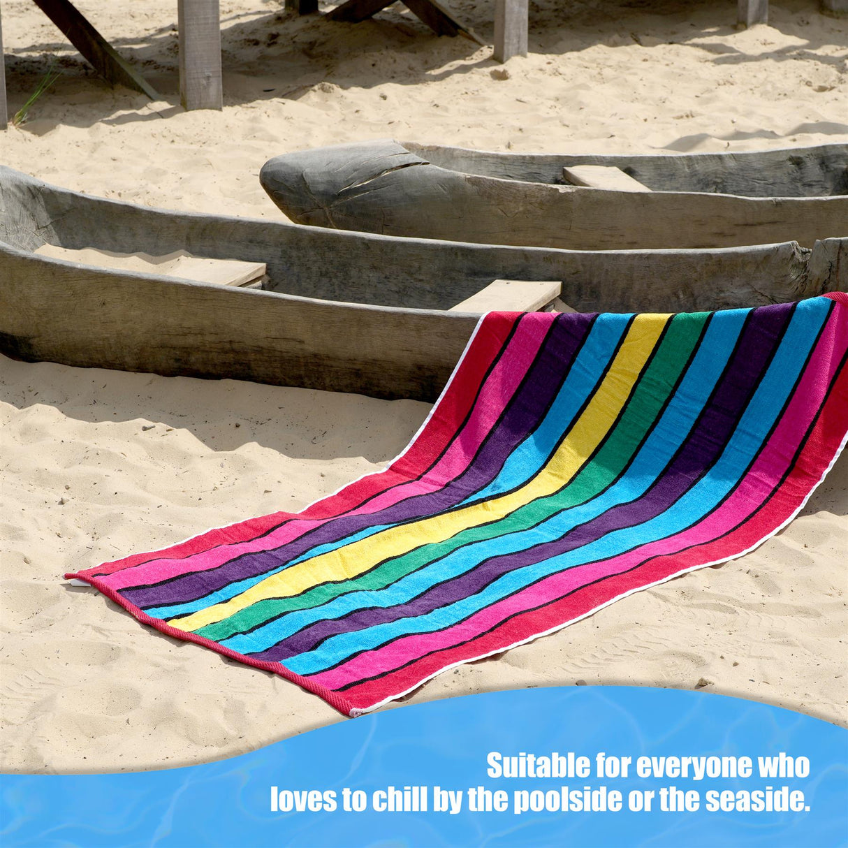 Velour Striped Beach Towel Crimson Skyline by Geezy - UKBuyZone