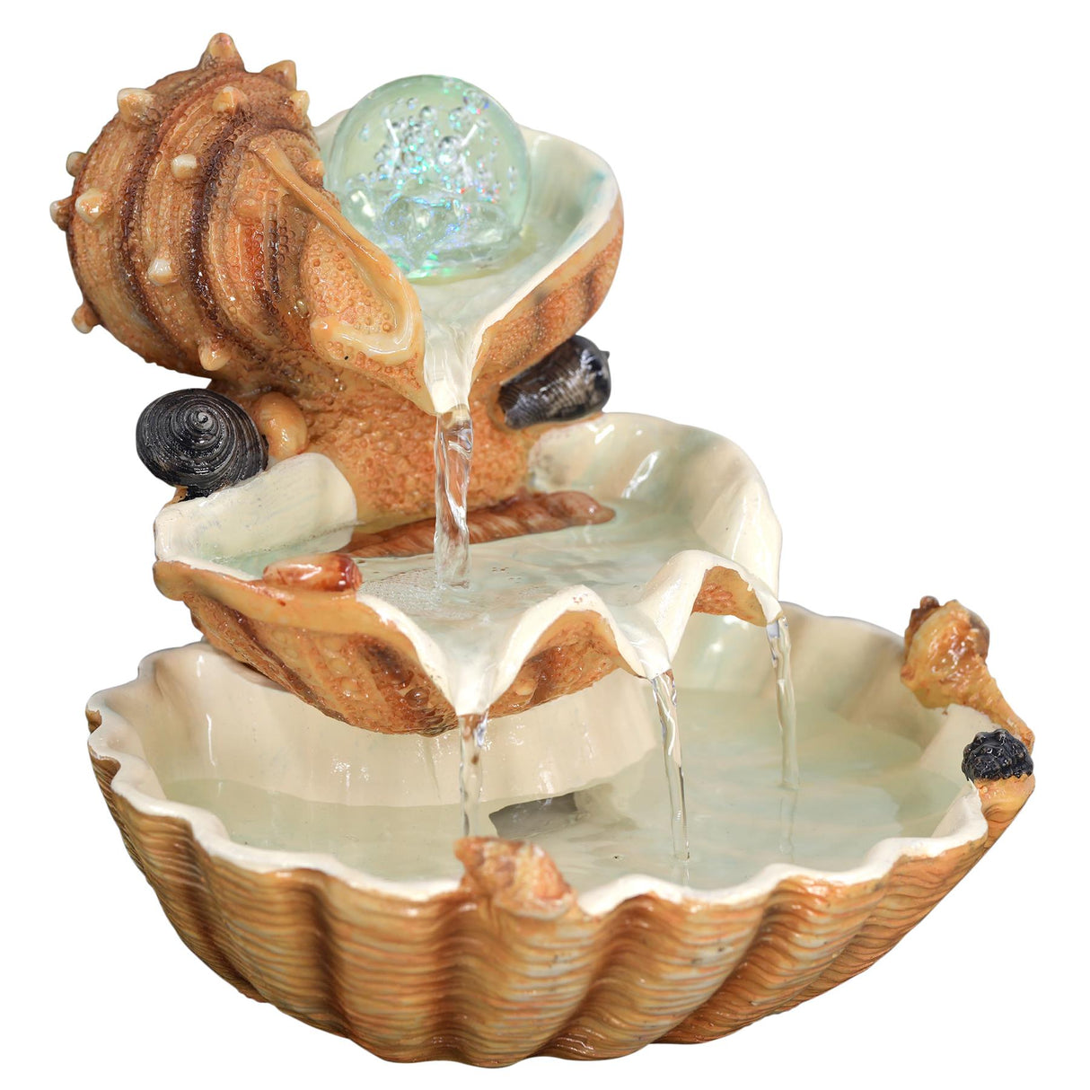 Clam Shell Water Feature Indoor With LED by GEEZY - UKBuyZone