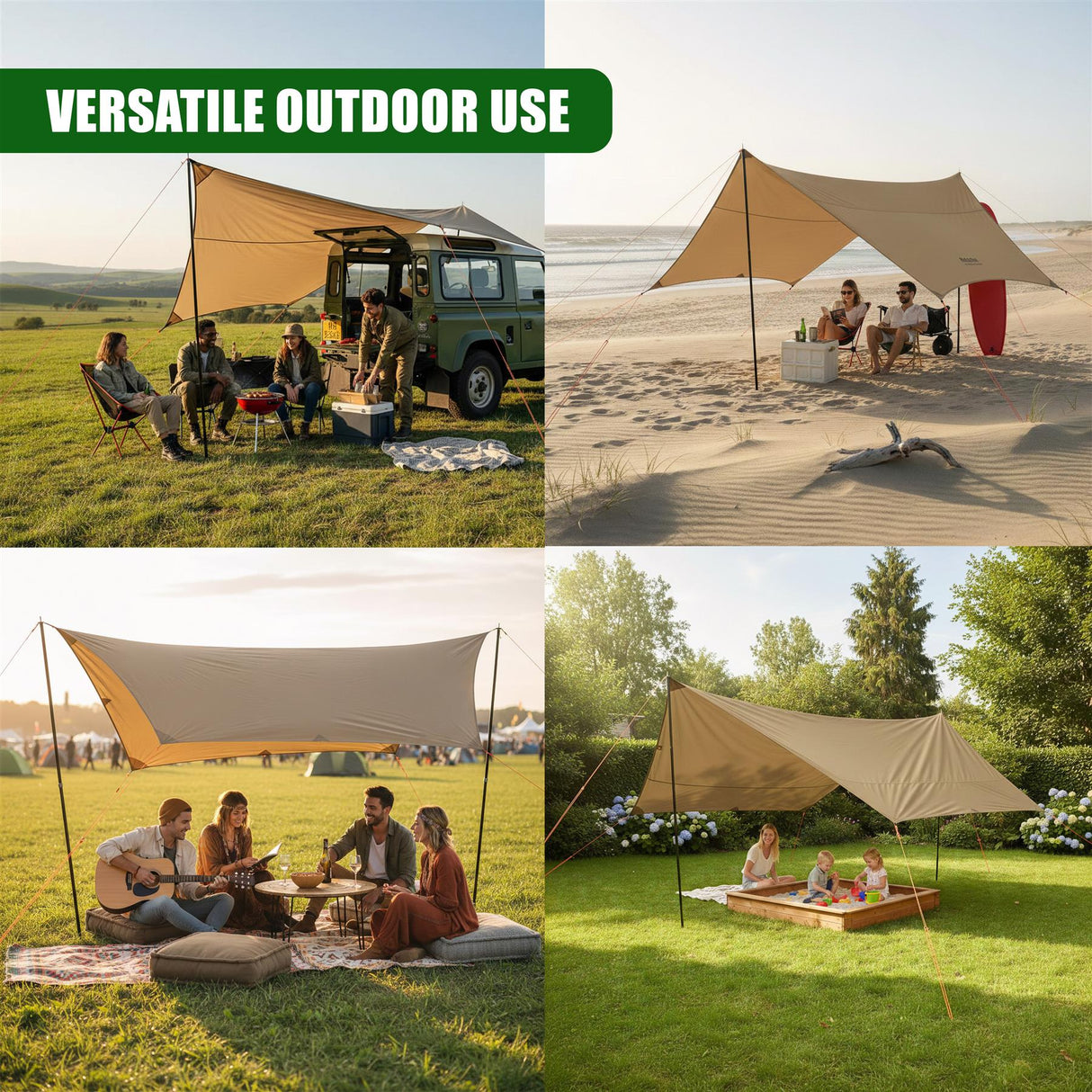 Camping Tarp Shelter Set with Poles