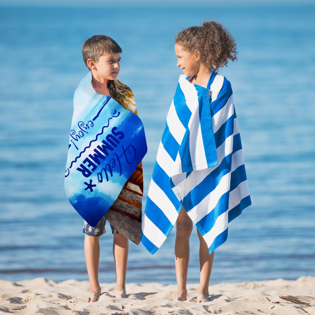 Hello Summer Design Large Towel by Geezy - UKBuyZone