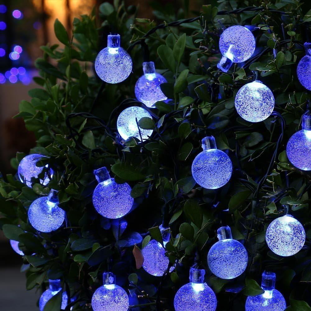 White & Blue Led String Lights In Crystal Balls Design by GEEZY - UKBuyZone