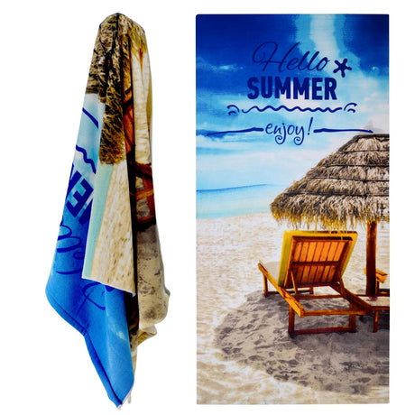 Hello Summer Design Large Towel by Geezy - UKBuyZone