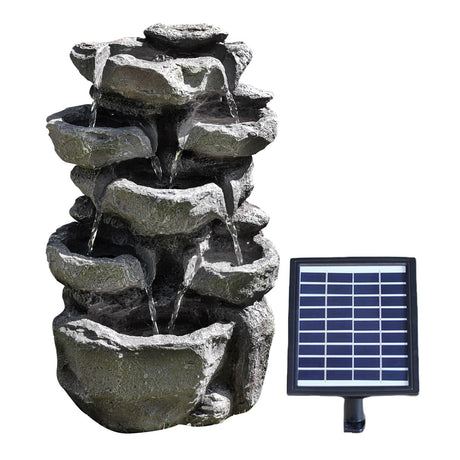 Rock Solar Water Feature Outdoor With LED by GEEZY - UKBuyZone