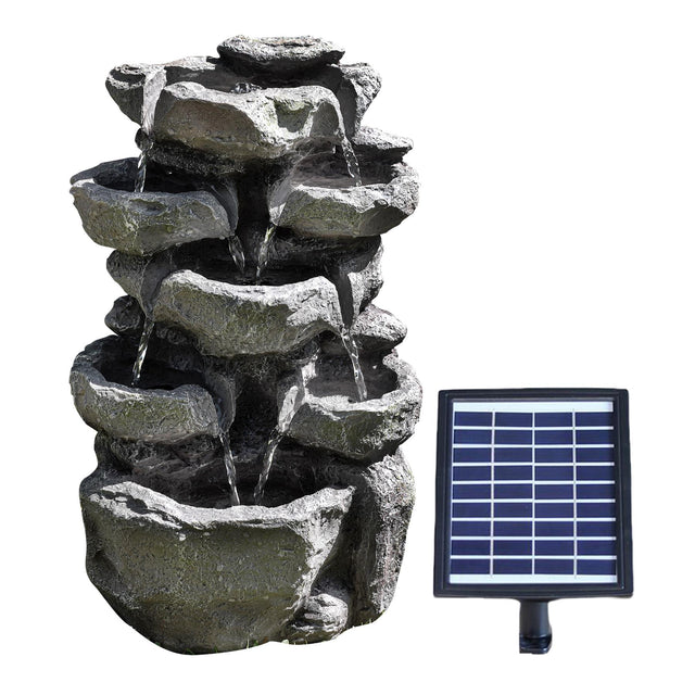 Rock Solar Water Feature Outdoor With LED by GEEZY - UKBuyZone