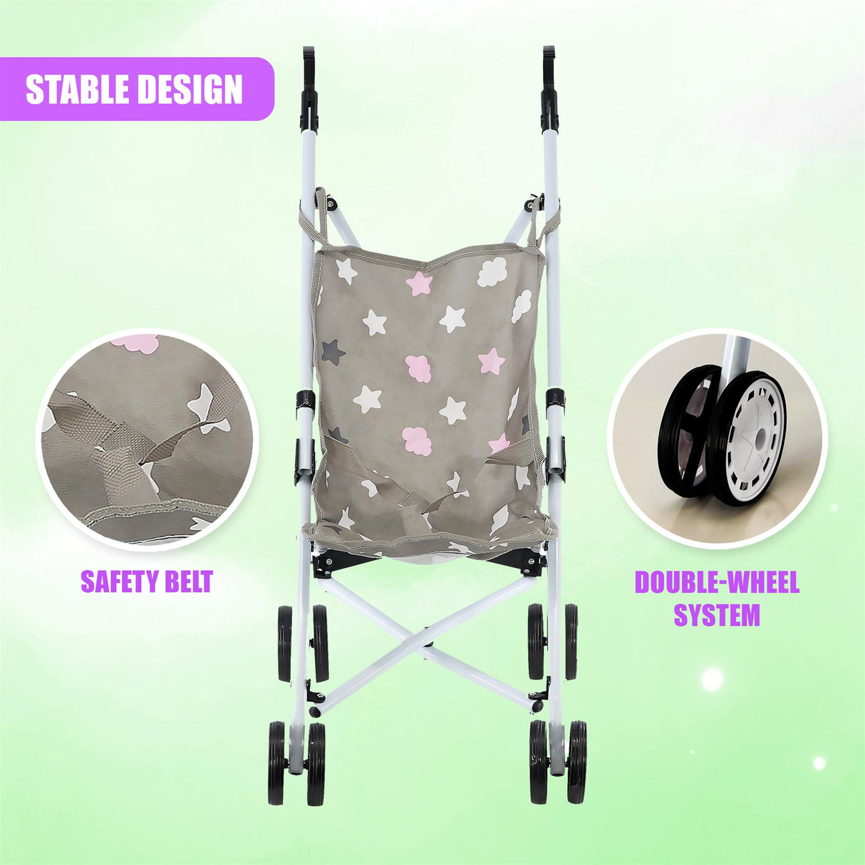Stars Baby Doll Foldable Stroller by BiBi Doll - UKBuyZone