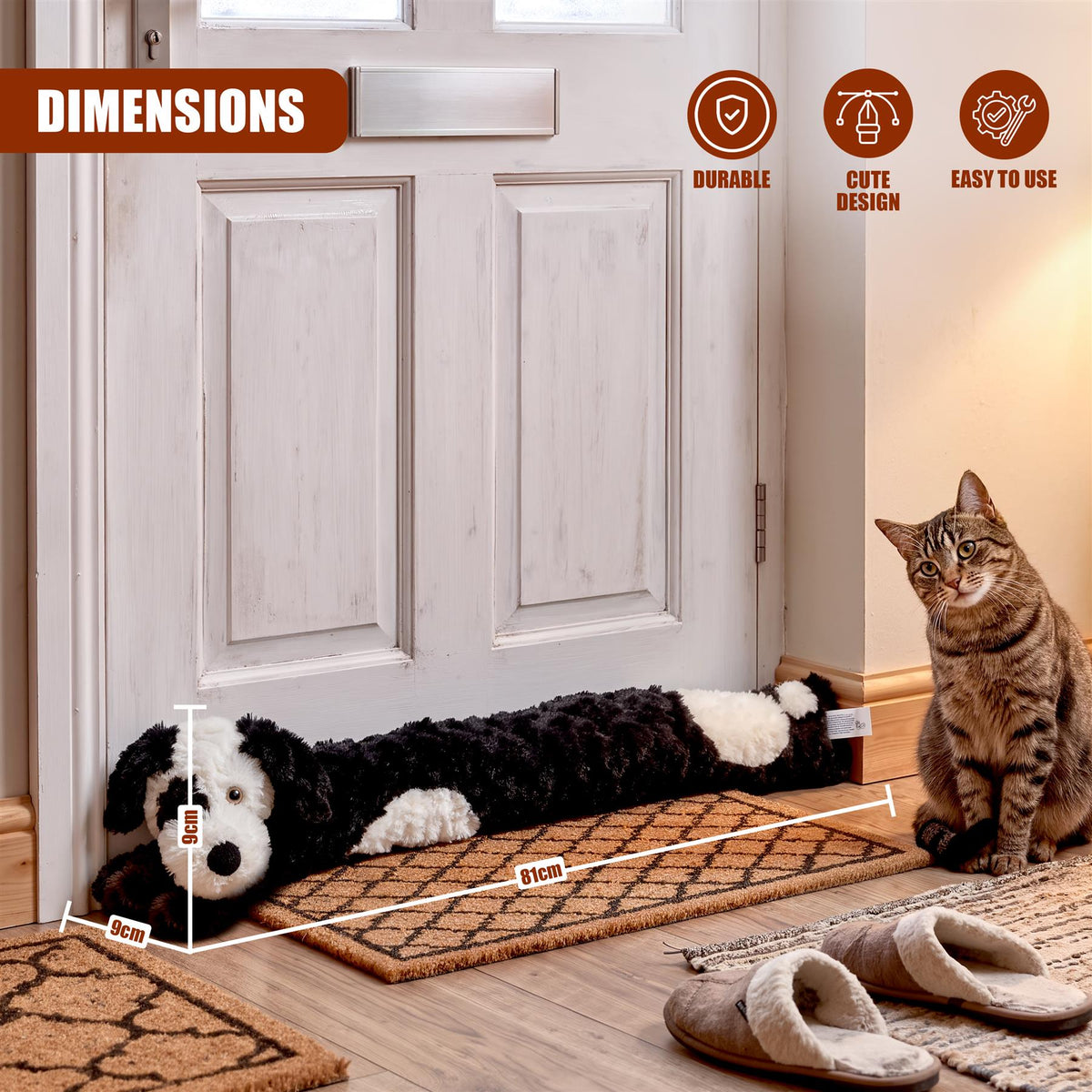 Novelty Black Dog Draught Excluder for Doors
