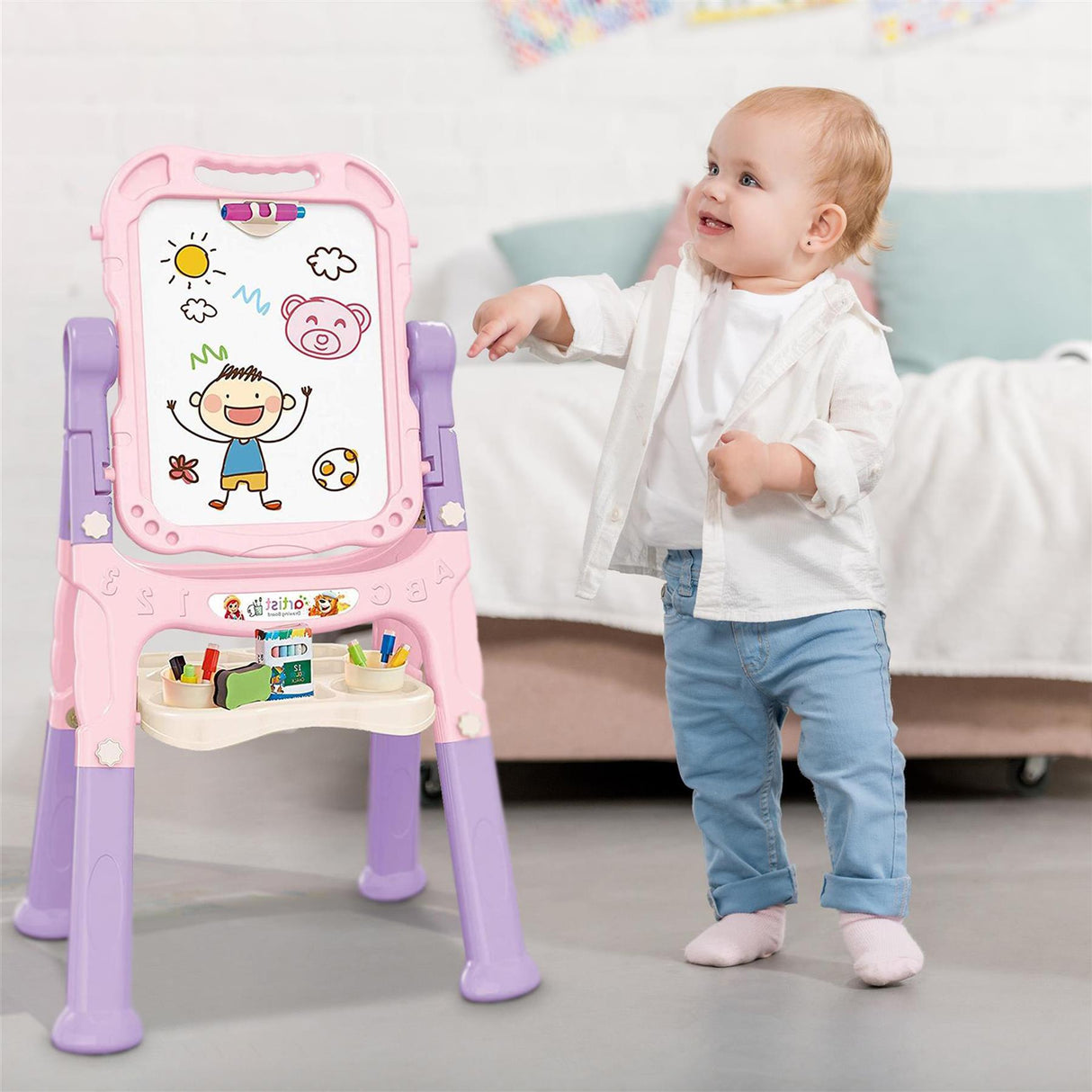 Pink Folding Double-Sided Magnetic Drawing Board by The Magic Toy Shop - UKBuyZone