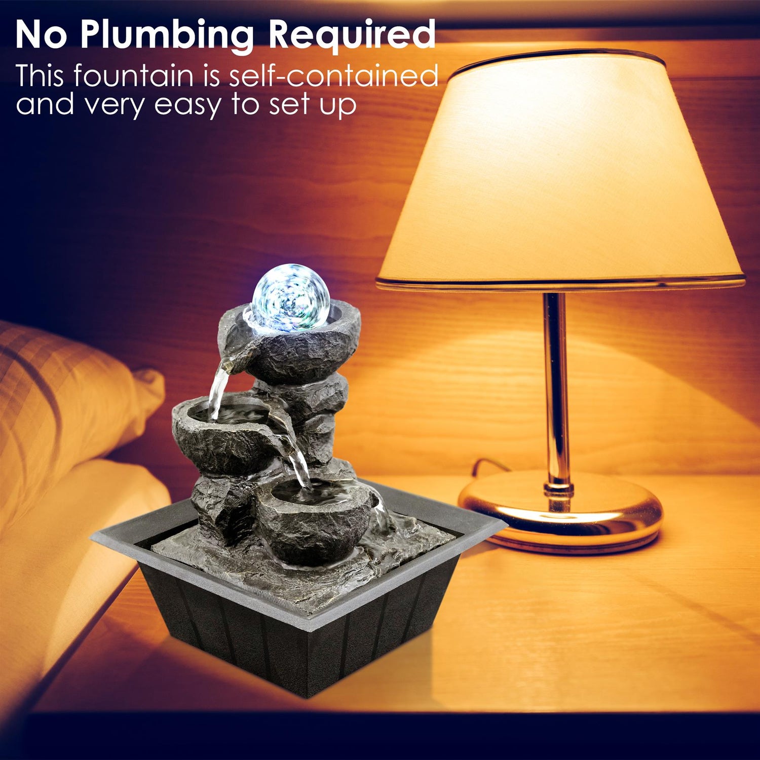Crystal Ball Water Feature Indoor With LED by GEEZY - UKBuyZone