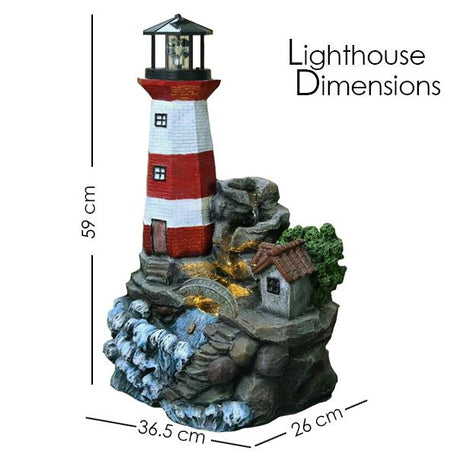 Lighthouse Water Feature Outdoor With LED by GEEZY - UKBuyZone
