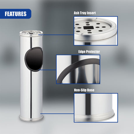 Stainless Steel Bin with Ashtray by Geezy - UKBuyZone