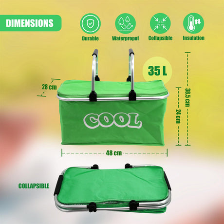 Green Cooler Basket Bag by Geezy - UKBuyZone