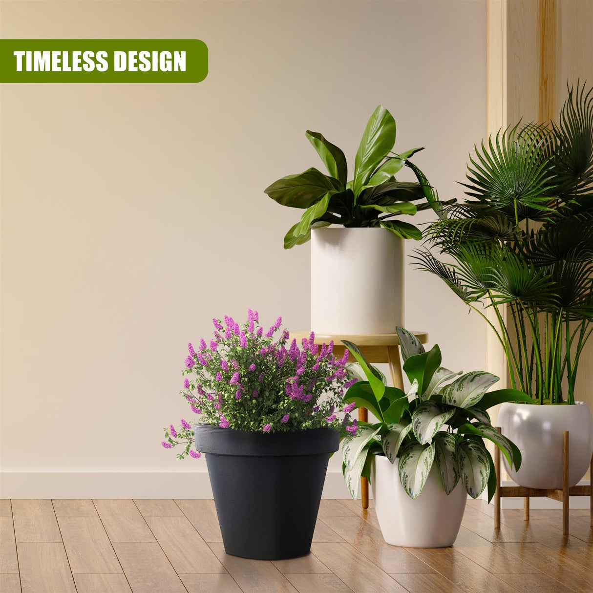 Anthracite Round Flower Planter 26 cm