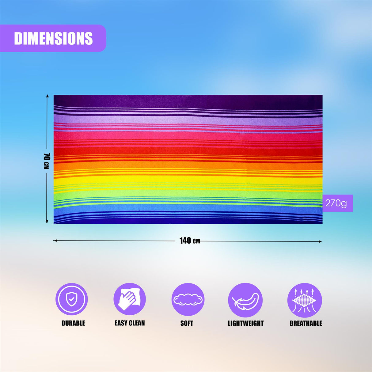 Rainbow Design Large Towel by GEEZY - UKBuyZone