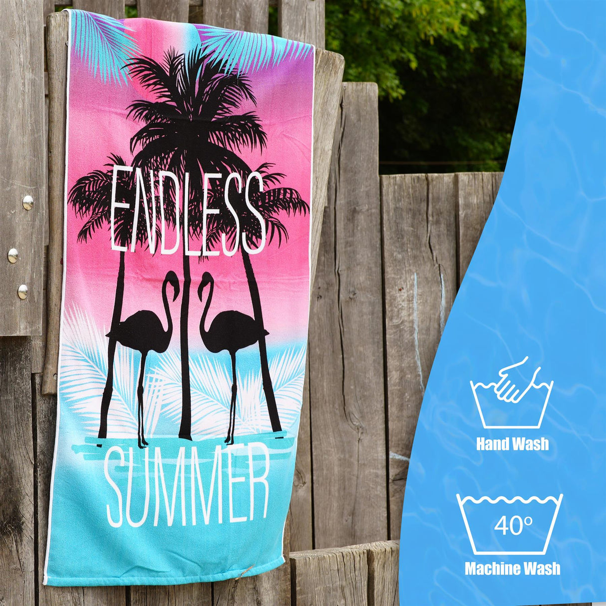 Beach Bath Towel Flamingo Design Microfibre Towel by GEEZY - UKBuyZone