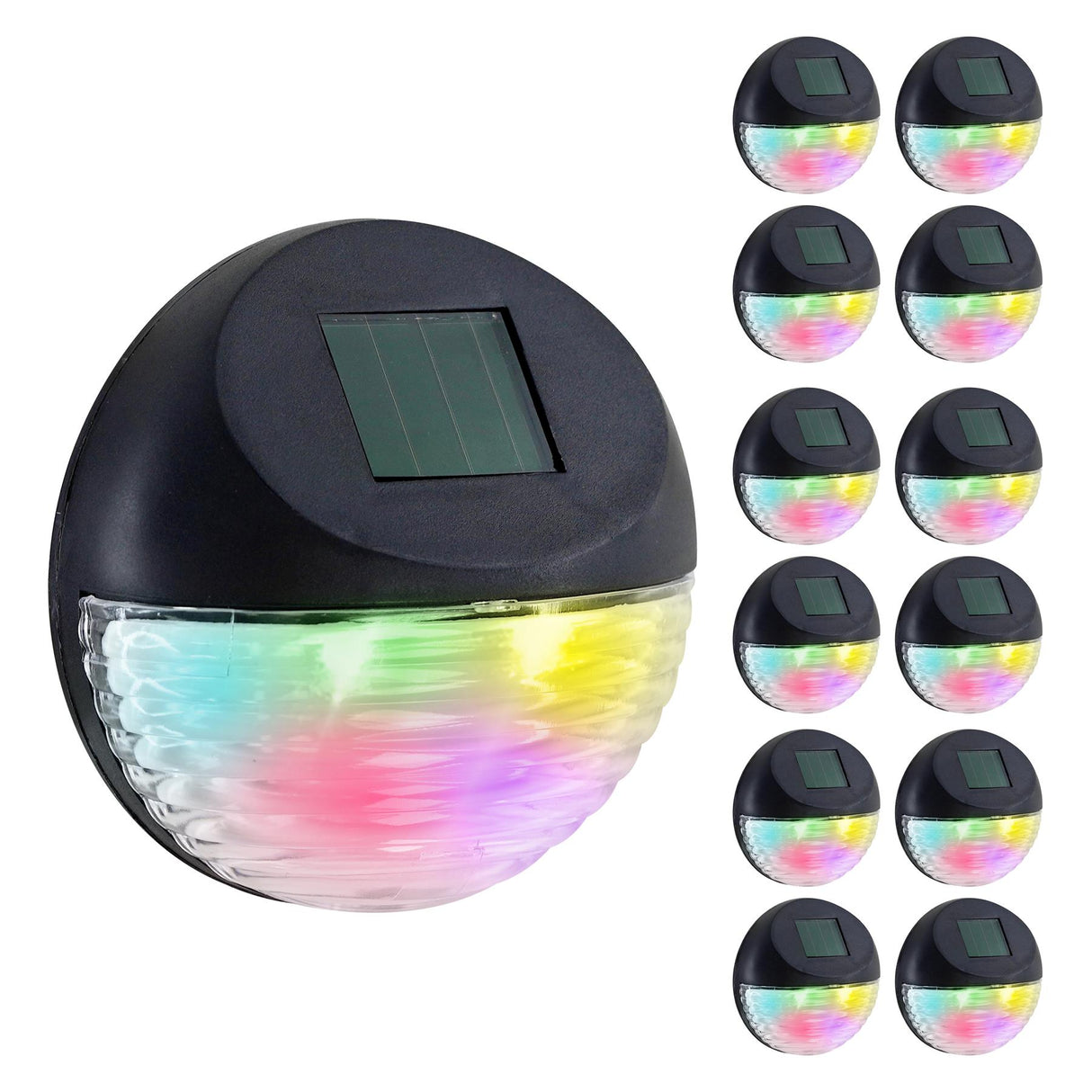 Solar Fence Lights, Set of 12 – RGB LED, Black by GEEZY - UKBuyZone