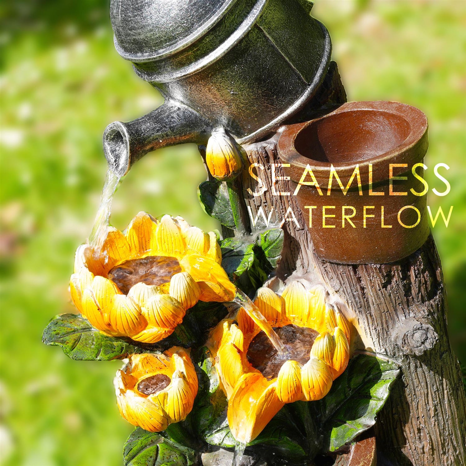 Sunflower Solar Water Feature Outdoor With LED by GEEZY - UKBuyZone