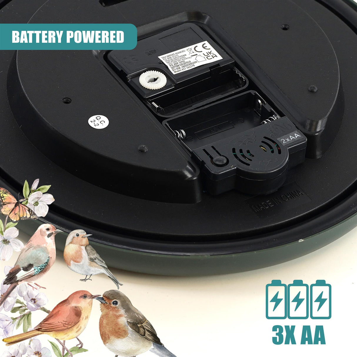 Birdsong Wall Clock with 12 Songs by GEEZY - UKBuyZone