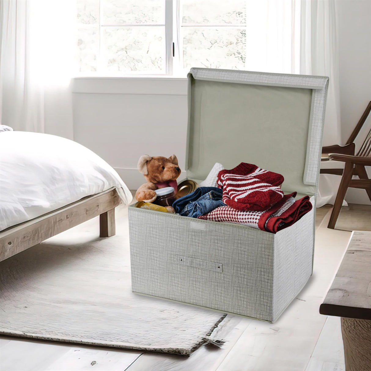 Linen Grey Large Storage Box by The Magic Toy Shop - UKBuyZone