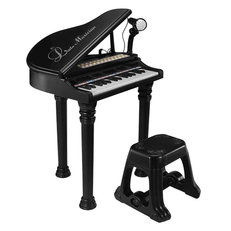 Black Electronic Piano With Microphone and Stool by The Magic Toy Shop - UKBuyZone