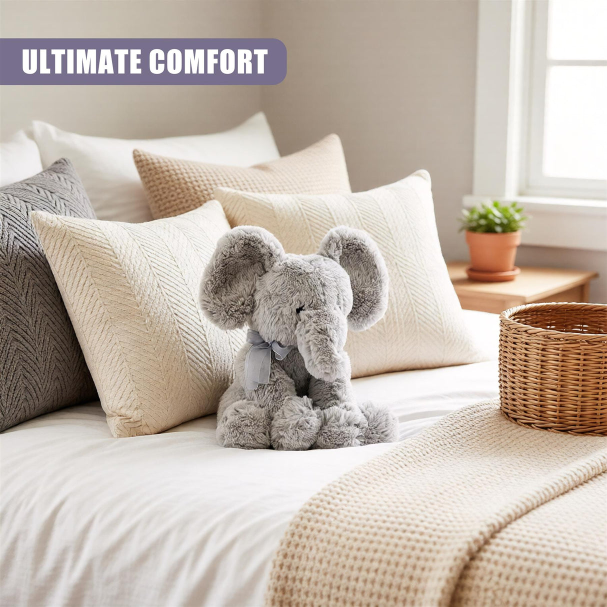 Grey Plush Elephant Soft Toy
