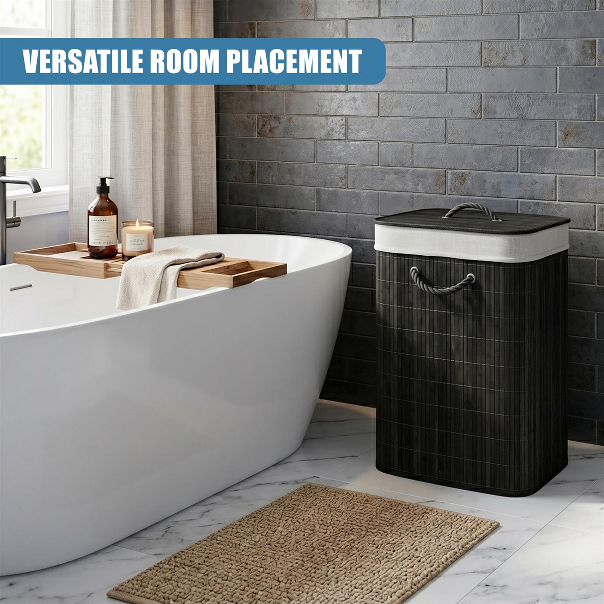 Black Bamboo Laundry Hamper 72L