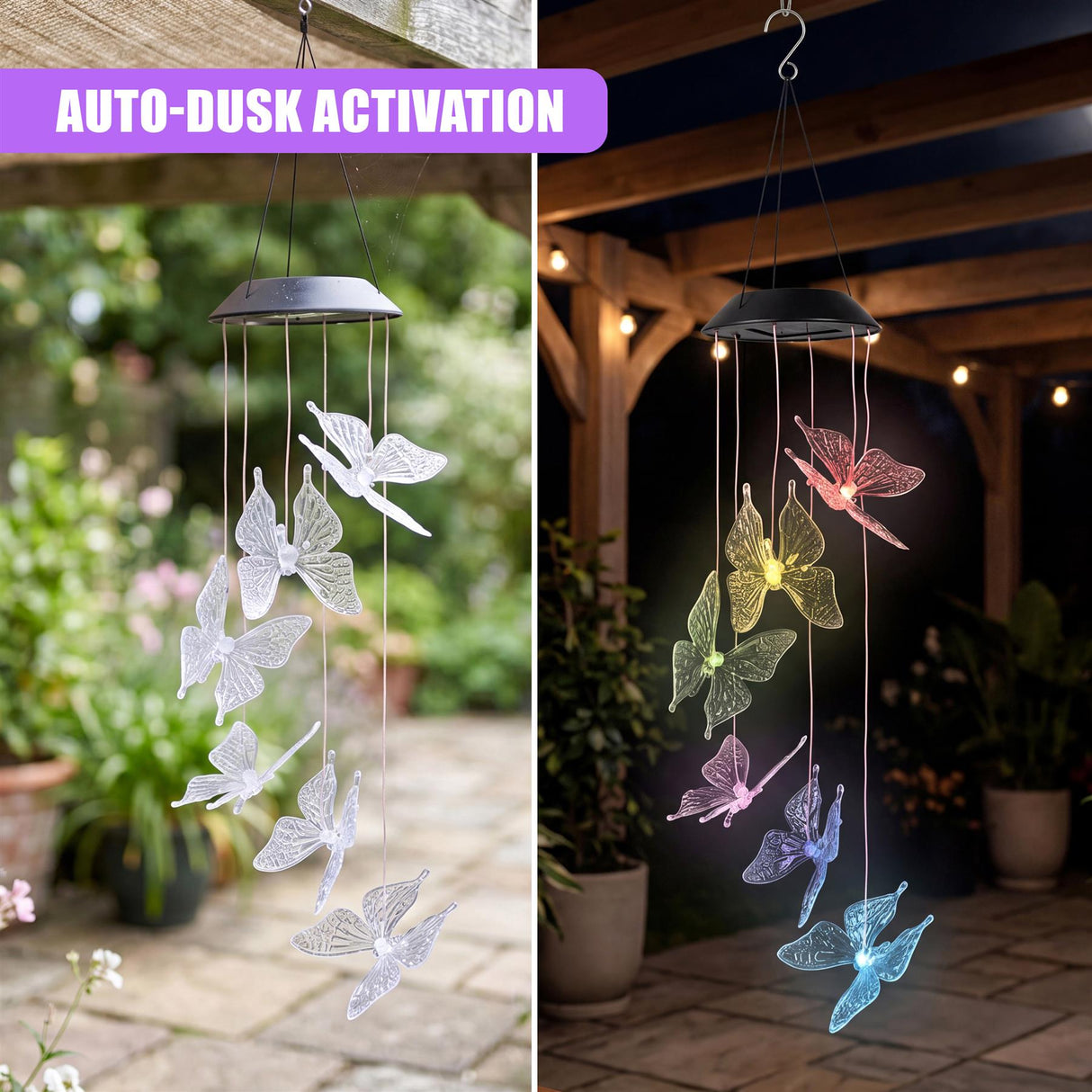 Solar Butterfly LED Wind Chimes