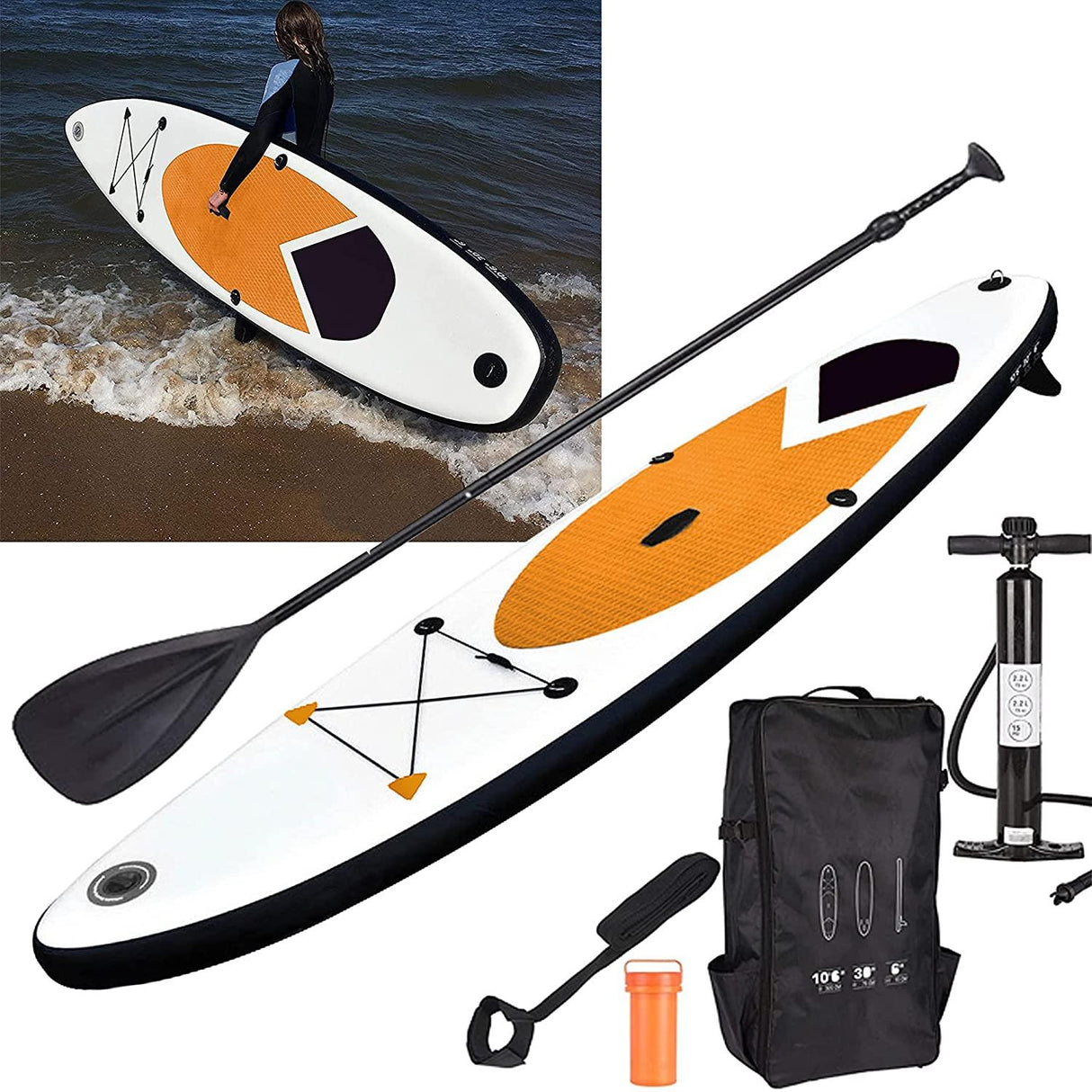 Inflatable SUP Stand Up Paddle Board Orange 320cm by Geezy - UKBuyZone