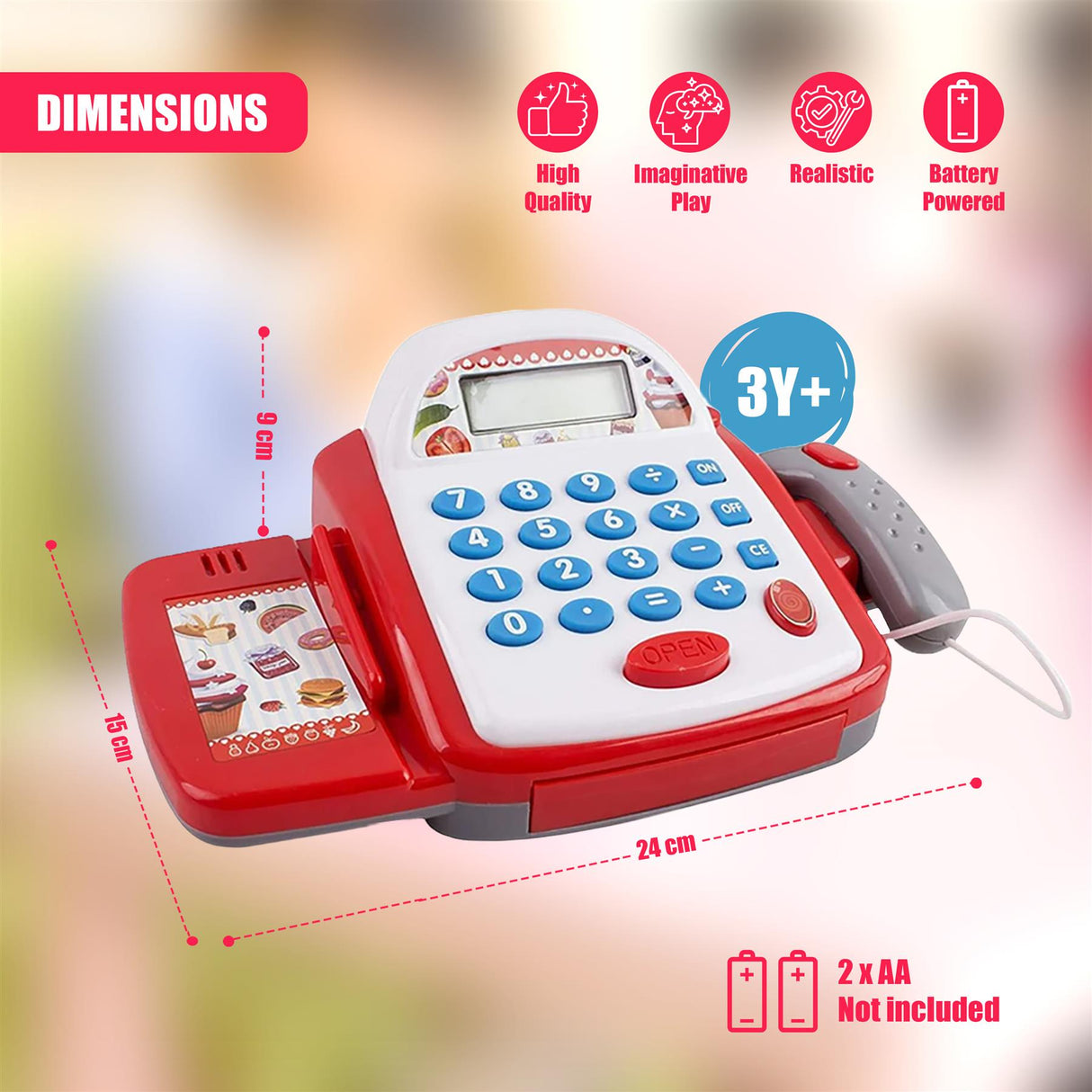 White & Red Cash Register Toy
