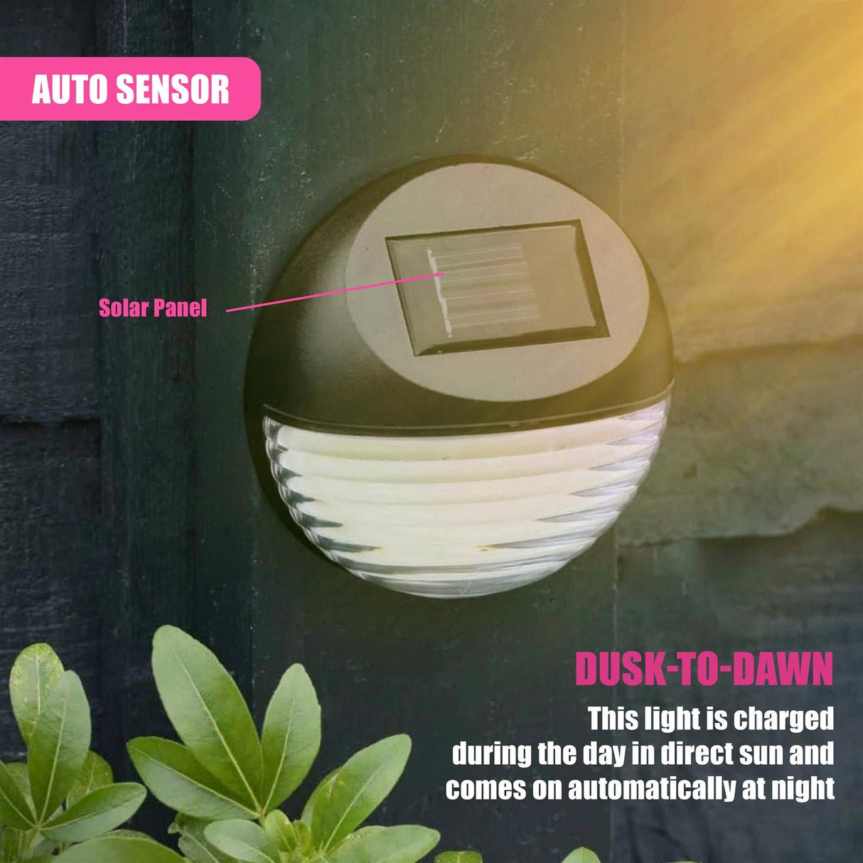 Solar Fence Lights, Set of 4 – Cold White LED, Black by GEEZY - UKBuyZone