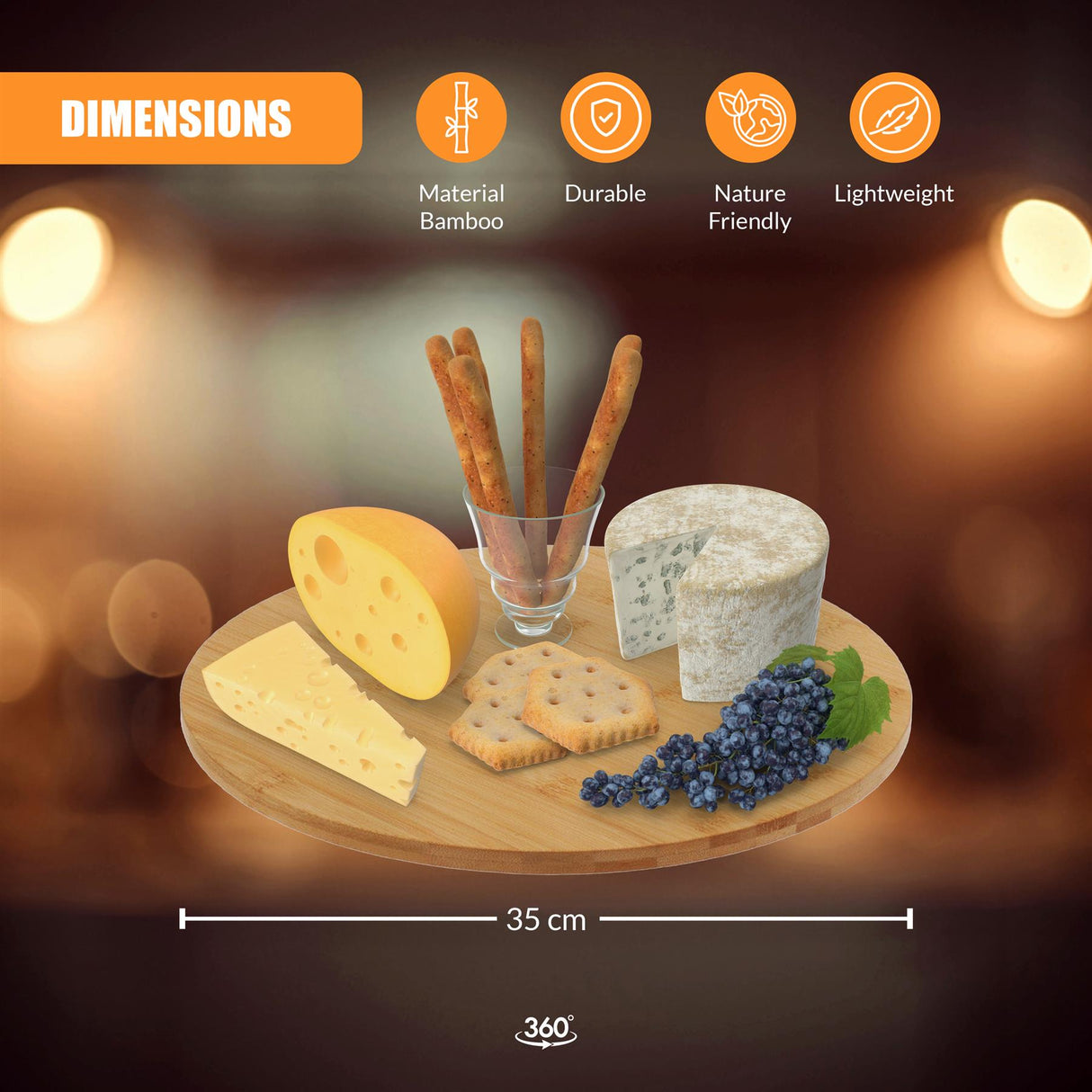 Bamboo Wooden Rotating Turntable 35cm by GEEZY - UKBuyZone