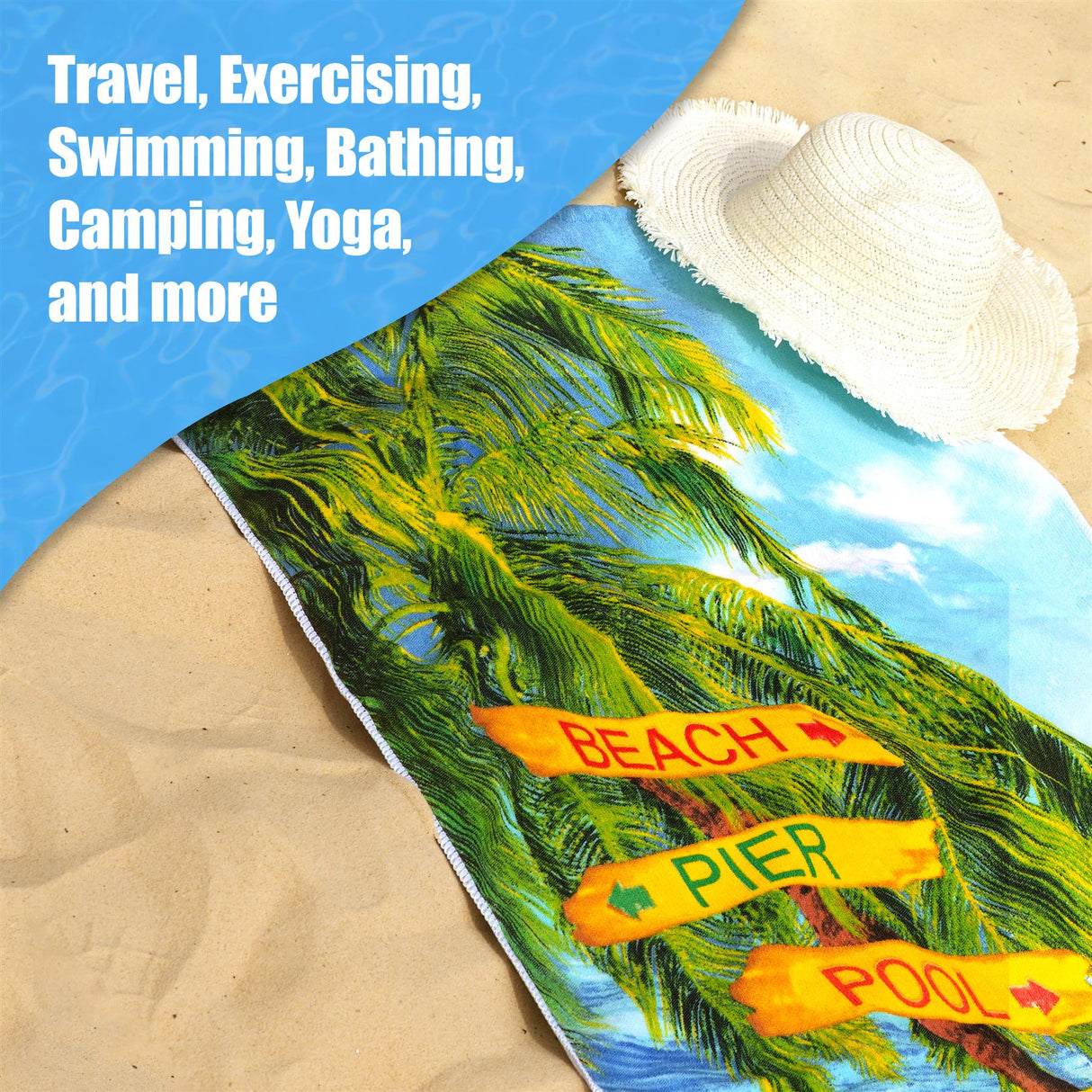 Beach Signs Design Large Towel by GEEZY - UKBuyZone