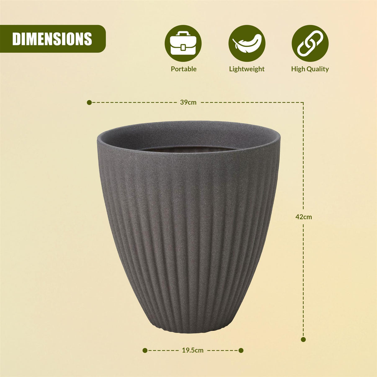 Large Grey Round Planter by GEEZY - UKBuyZone