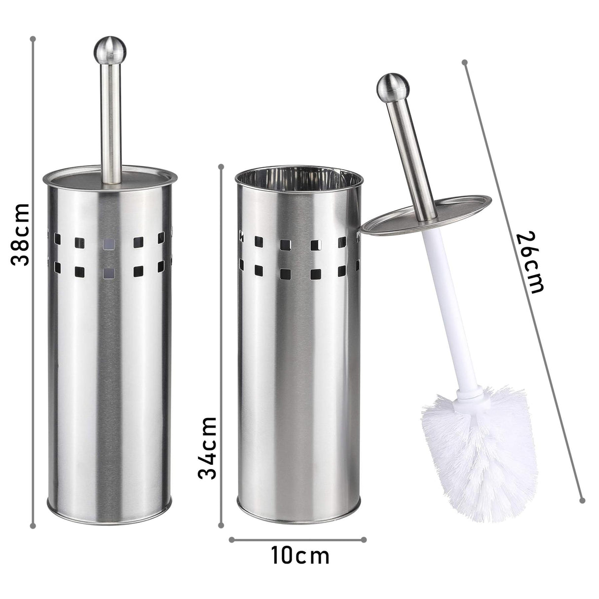 Stainless Steel Toilet Brush & Holder by GEEZY - UKBuyZone