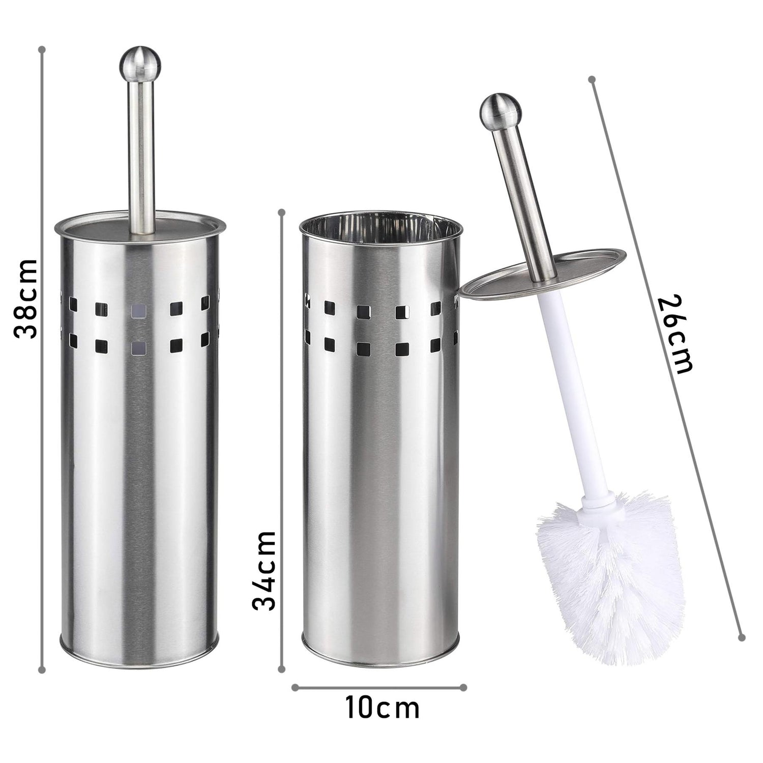 Stainless Steel Toilet Brush & Holder by GEEZY - UKBuyZone