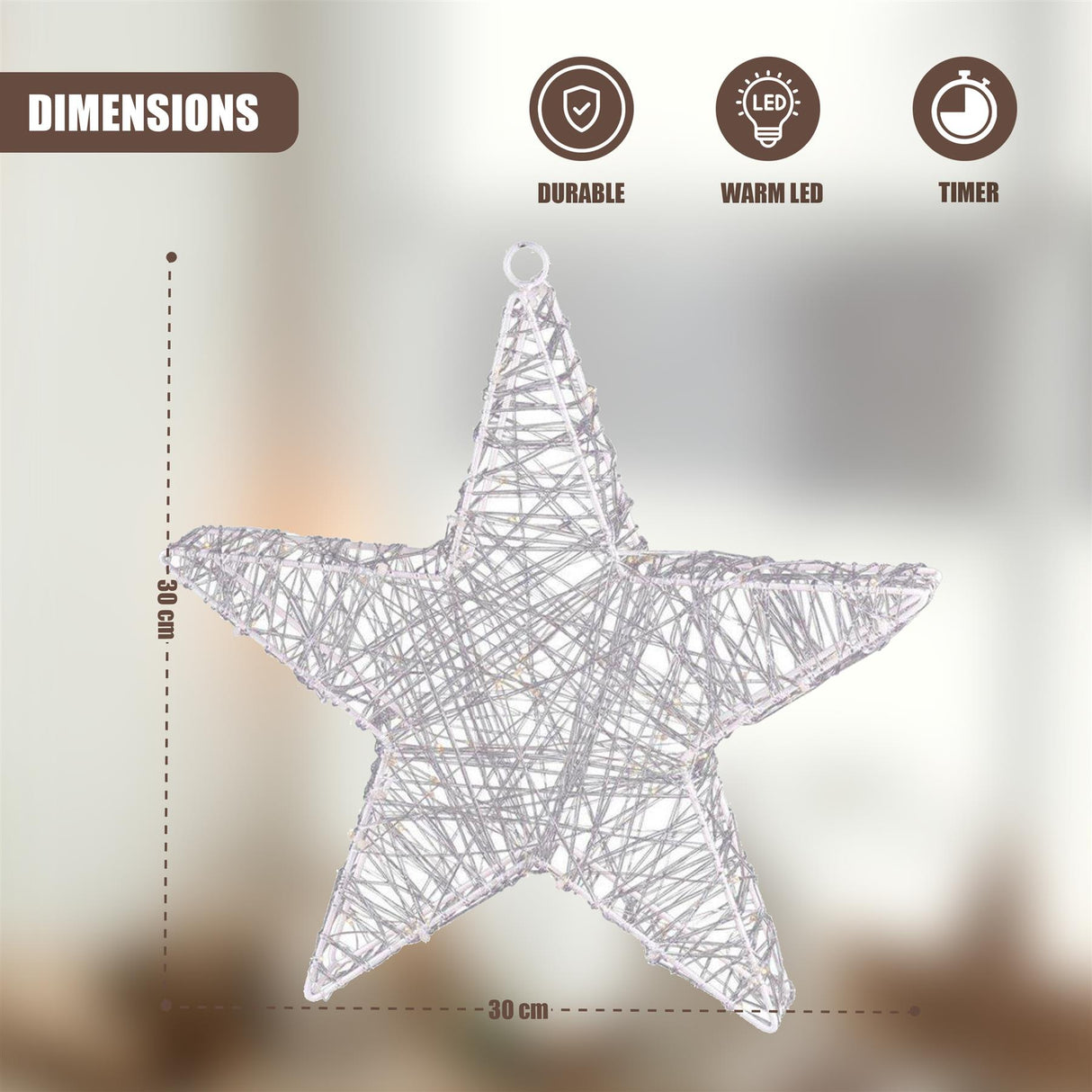 Christmas Star with 30 LED Warm White Lights