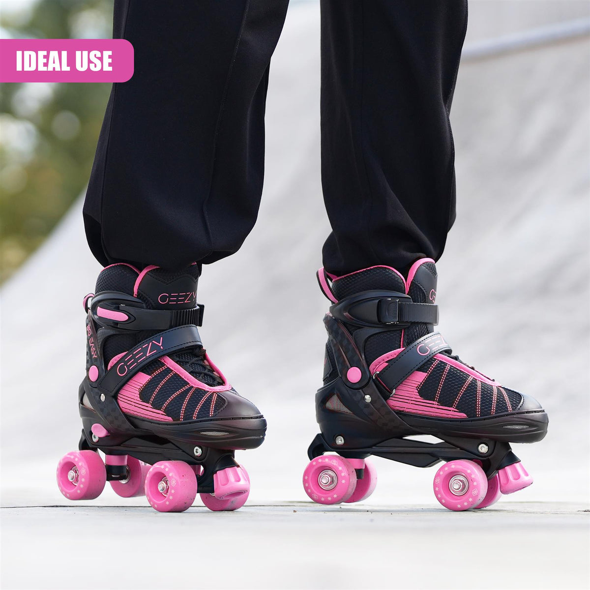Black & Pink Kids Adjustable Roller Skates