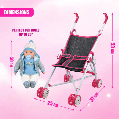 Pink Baby Doll Foldable Stroller by BiBi Doll - UKBuyZone
