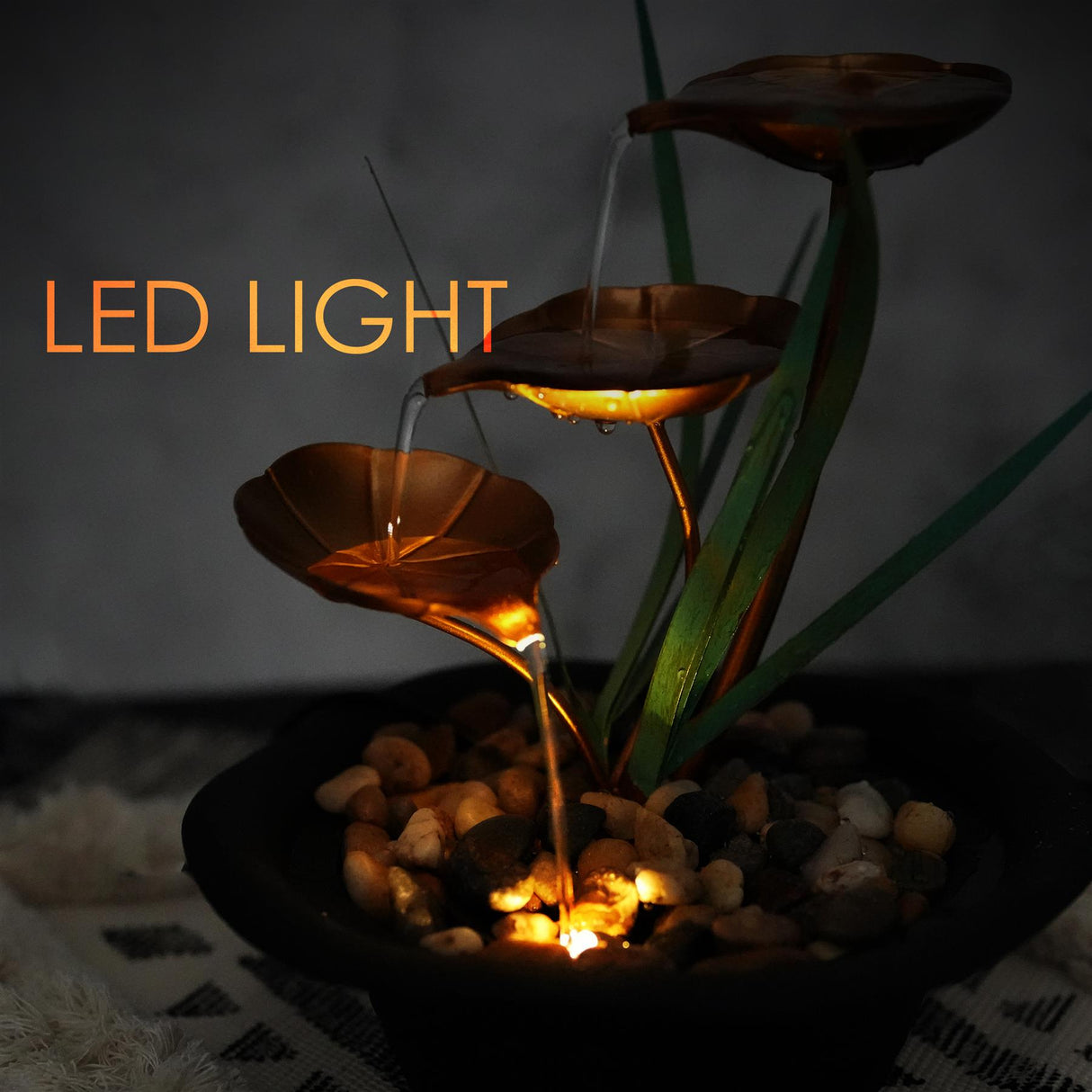 Lotus Water Feature Indoor With LED by GEEZY - UKBuyZone