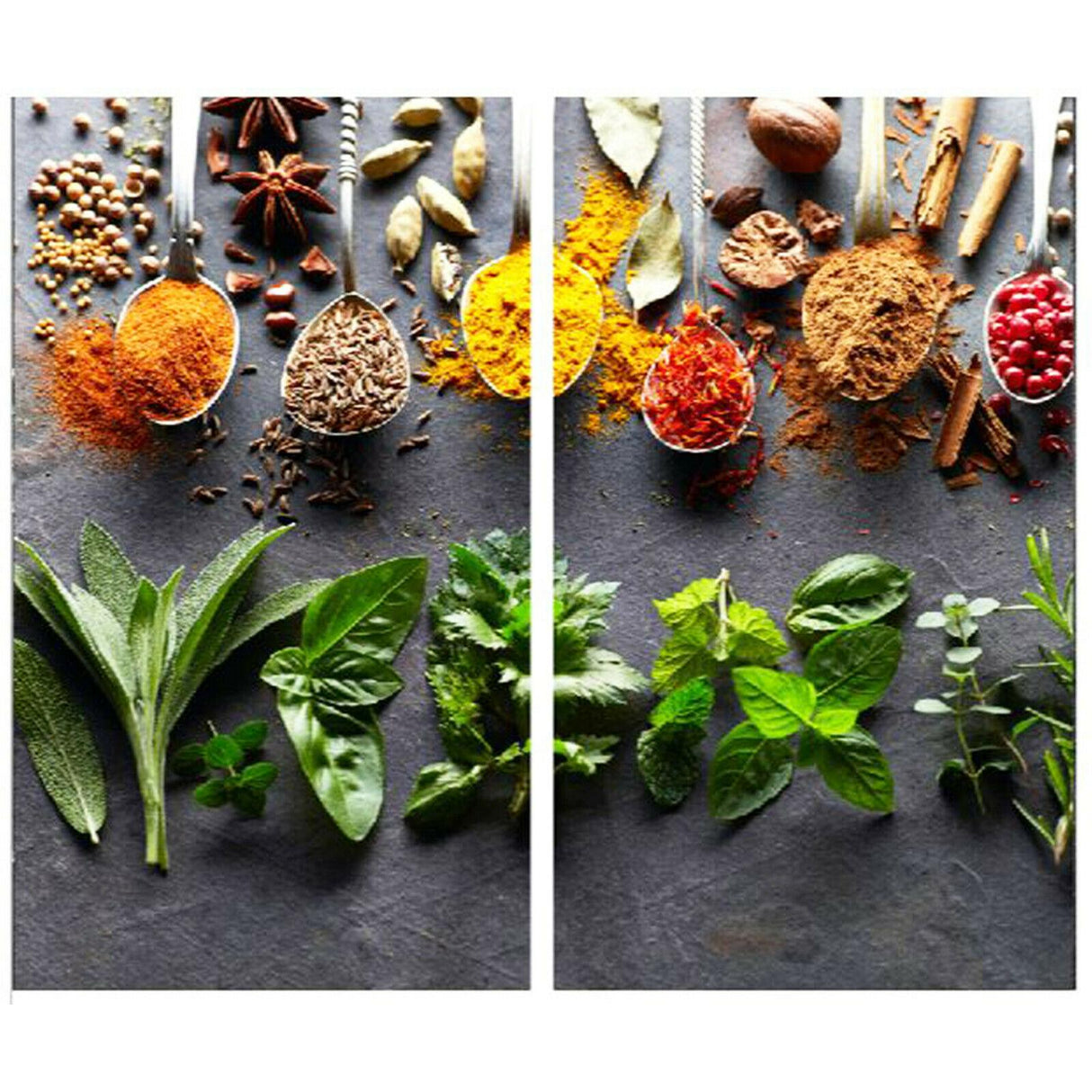 Glass Cutting Boards with Spoon & Herbs Design by Geezy - UKBuyZone