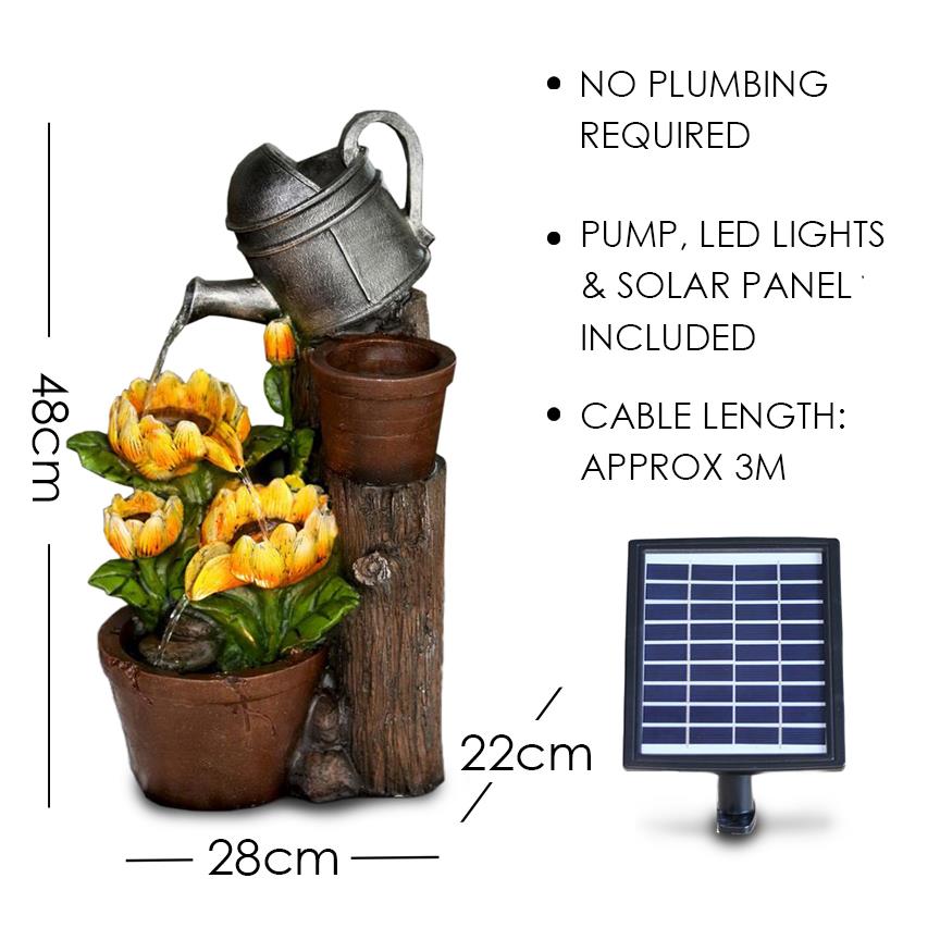 Sunflower Solar Water Feature Outdoor With LED by GEEZY - UKBuyZone